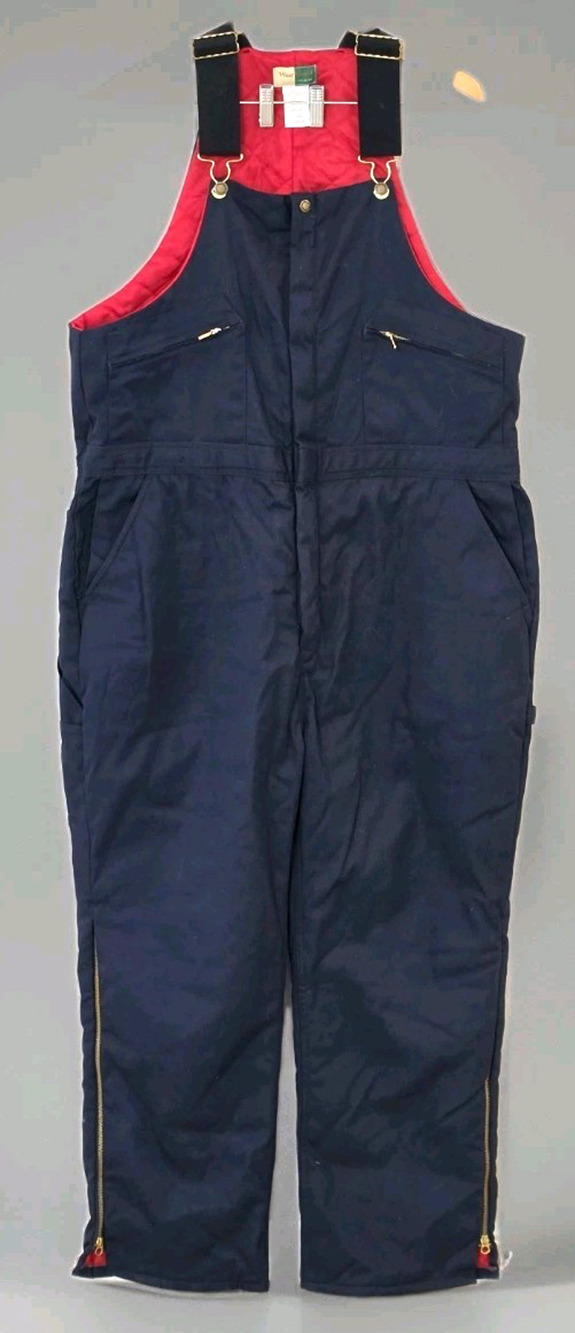 Vintage WearGuard Zip Insulated Bib Overalls Men's XL Regular Navy Blue Workwear